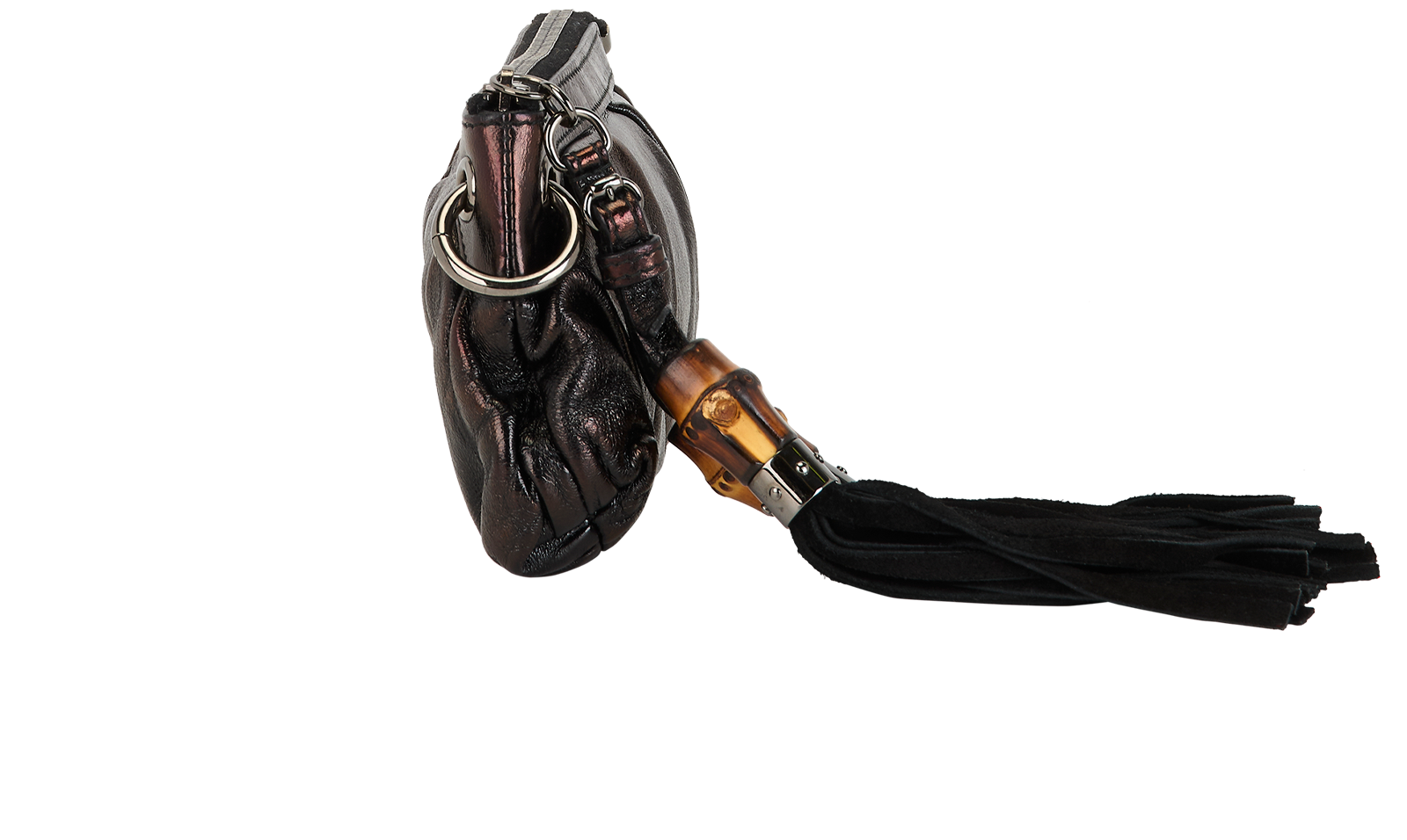 Gucci Bamboo Tassel Pouch, &pound;350, Accessories, Black, Leather, Side view